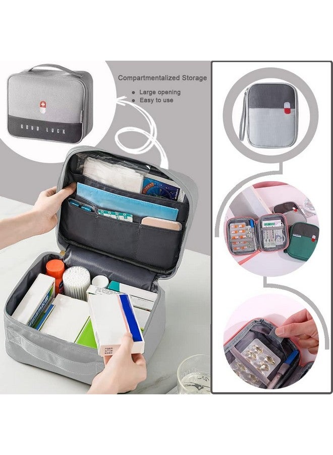 FLYNGO 2Pcs Medicine Pouch Empty First Aid Kit Bag for Travel, Home, Camping, Sports Emergency Survival Medicine Storage Bag (Grey) - Image 5