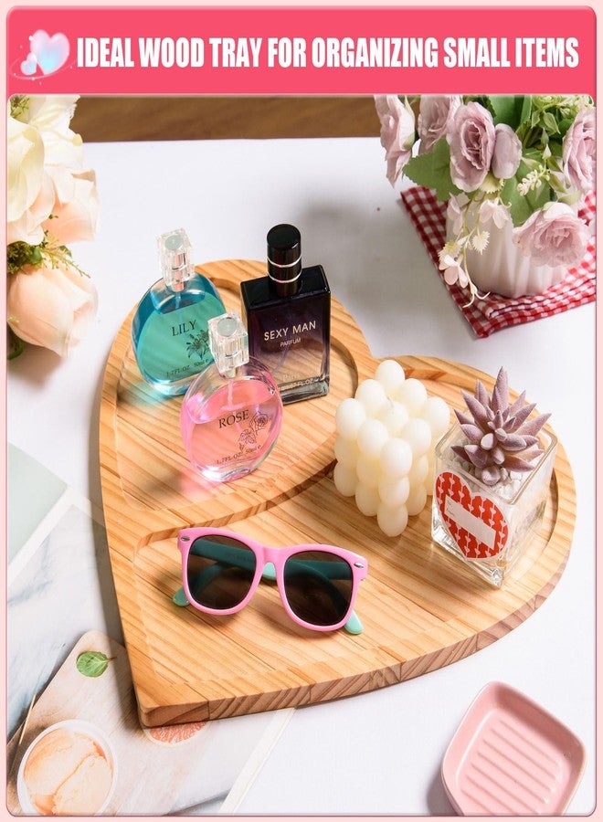 FOBSME Valentine Wooden Serving Tray Heart Wooden Platter Heart Shape Wood Charcuterie Board Pine Wood Cheese Cookie Snack Dish Plate for Wedding Mother's Day Holiday Supplies,14.17x12.4x0.59 - Image 5