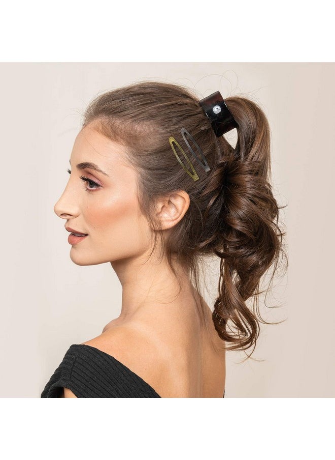 Funtopia - Oval Metal Contour Hair Clips Funtopia 40 Pcs 2.4" Snap Hair Clips Simple Barrettes Hairpins Long Hair Clips For Women Girls Men (Classic Color) - Image 1