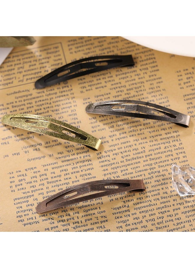 Funtopia - Oval Metal Contour Hair Clips Funtopia 40 Pcs 2.4" Snap Hair Clips Simple Barrettes Hairpins Long Hair Clips For Women Girls Men (Classic Color) - Image 1