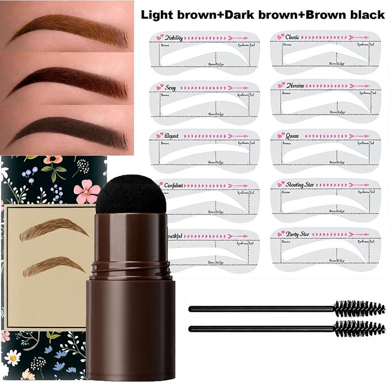Eyebrow Stamp Stencil Kit One Step Brow Stamp Shaping Kit stamp on eyebrows waterproof Eyebrow Definer Long Lasting Eyebrow Stamp With 10 Reusable Eyebrow Stencils - Image 1