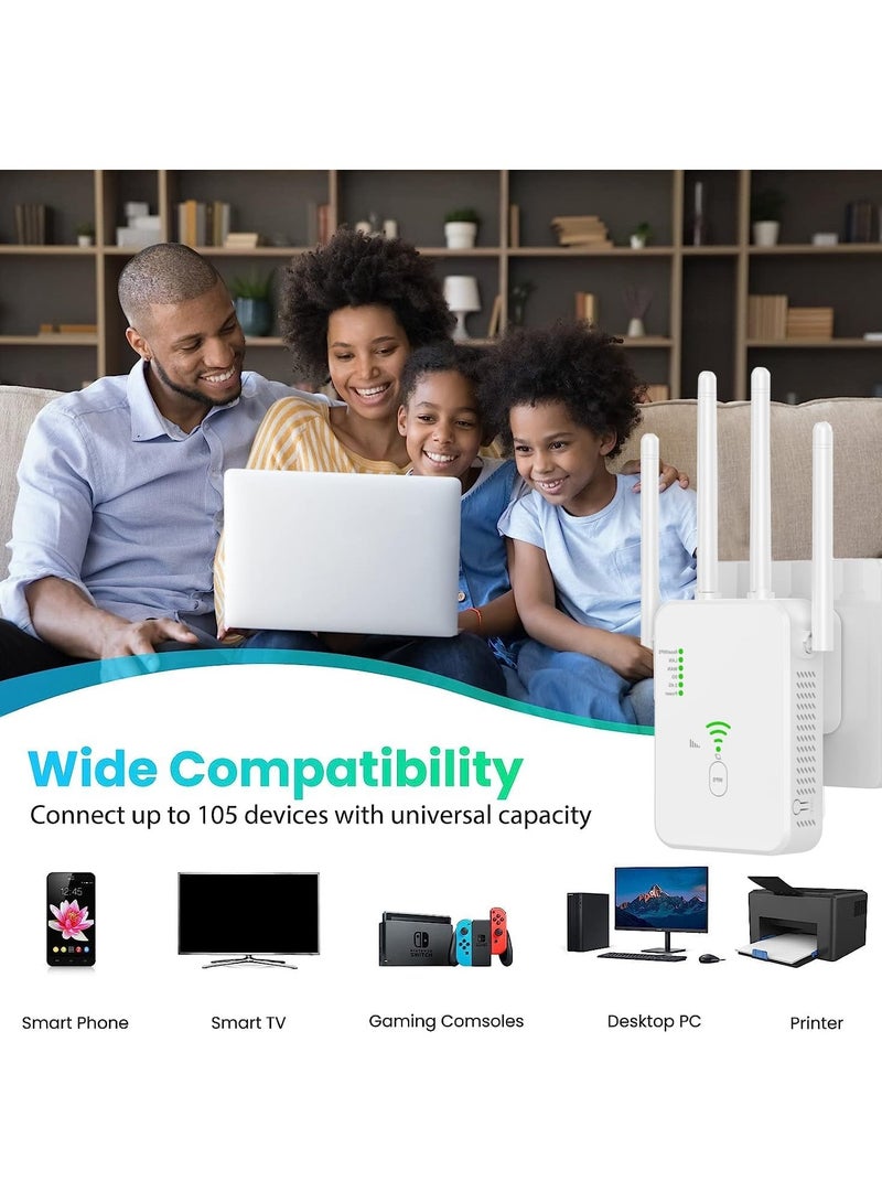 WiFi Extender, Wireless Internet Repeater，With Up to 8000 Square Feet Of Coverage, 1.2Gbps Dual Band 2.4G/5G WiFi Range Extender WiFi - Image 3