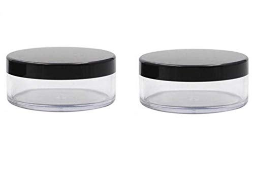 LASSUM 2 Pieces 50 ml Plastic Empty Powder Case Portable Loose Powder Container with Sifter and Lids