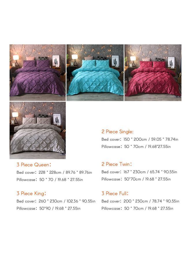 NIBEMINENT 3-Piece Silk Flower Design Bedding Set Polyester Blue - Image 2