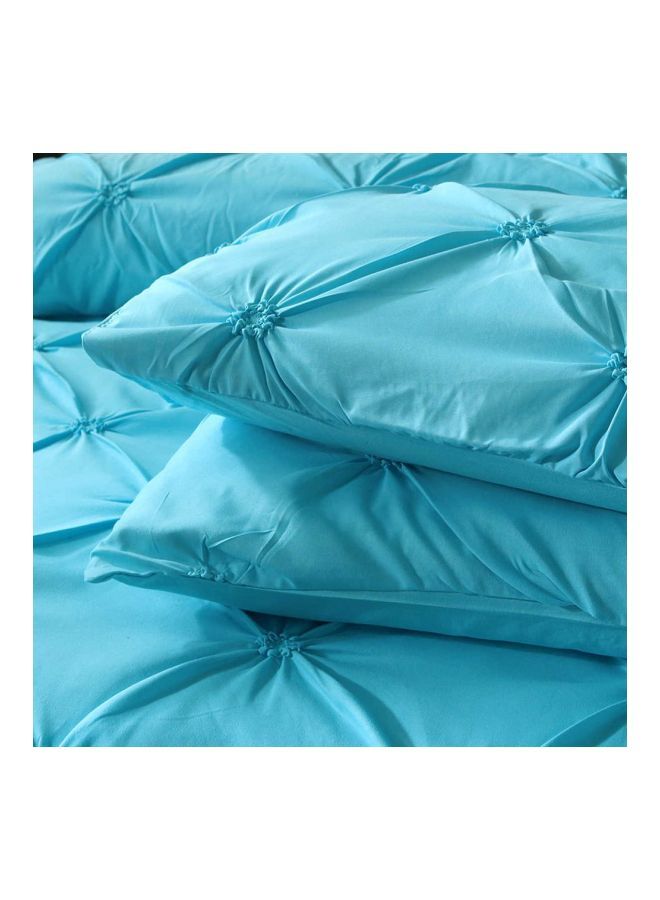 NIBEMINENT 3-Piece Silk Flower Design Bedding Set Polyester Blue - Image 5