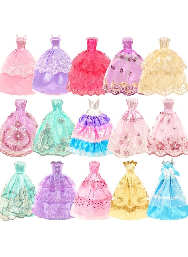 باروا 10 قطعة فساتين مع 17 إكسسوارات ملابس دمى مصنوعة يدويًا وإكسسوارات فساتين حفلات الزفاف للدمى 11.5 بوصة - Image 2