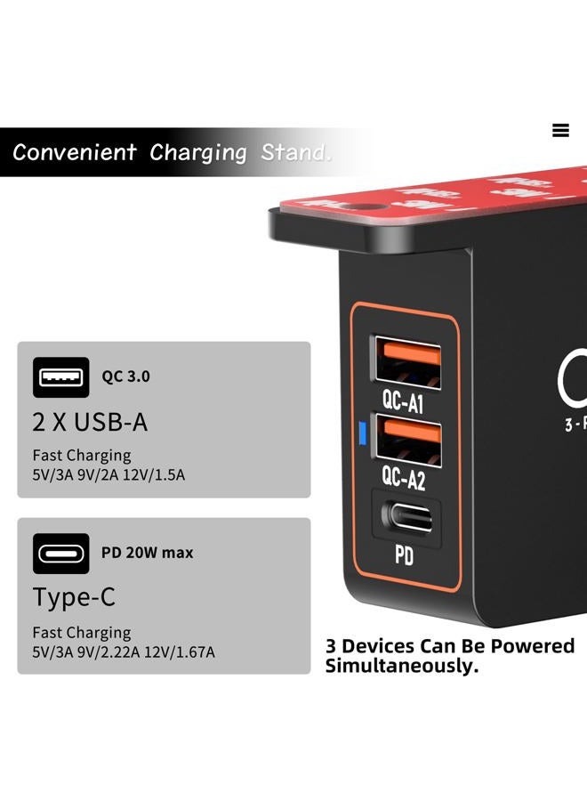 cozoo حامل سماعة الرأس تحت المكتب مع محطة شحن USB 3 منافذ - Image 4