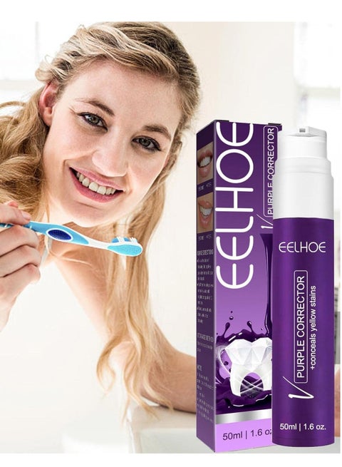 Color Correcting Foaming Toothpaste for Teeth Whitening, Gum Care, Stain Removal, and Yellowing Reduction 50ml