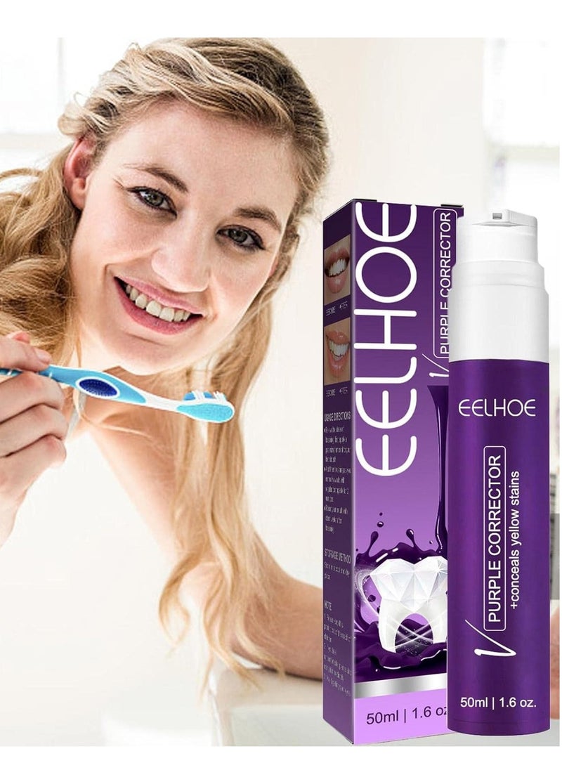 EELHOE - Color Correcting Foaming Toothpaste for Teeth Whitening, Gum Care, Stain Removal, and Yellowing Reduction 50ml - Image 1