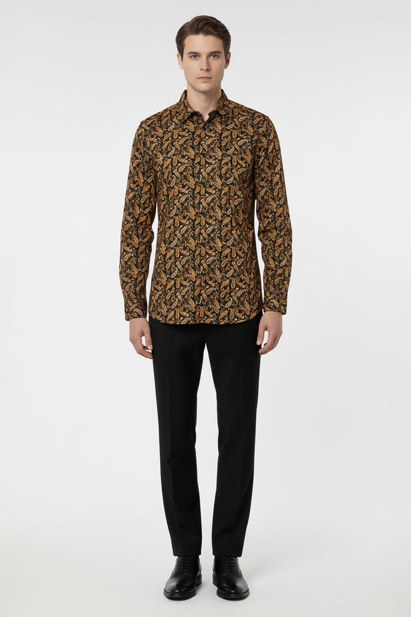 Replay Men Regular Fit Long Sleeve Paisley Print Casual Shirt, Multicolor - Image 4
