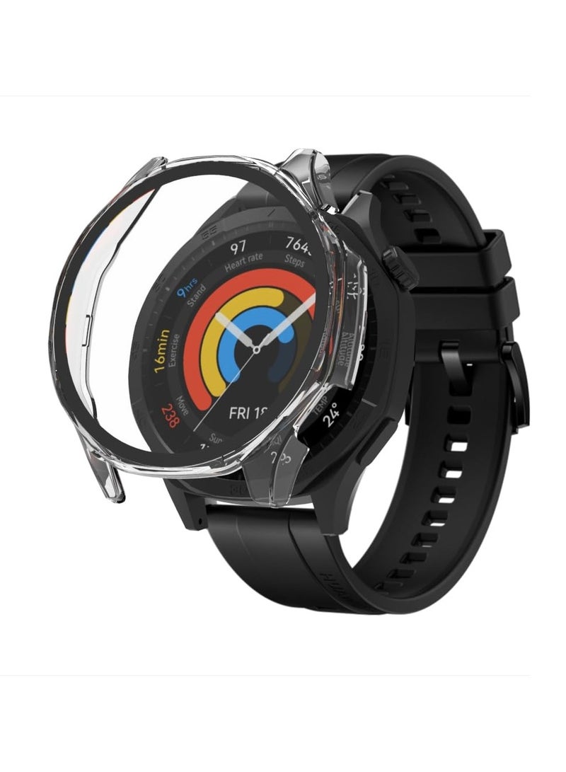 Case Compatible with Huawei Watch GT 5 46 mm 9H Hardness 360° All-Round Protective Case Built-in Glass Scratch-Resistant PC Screen Protector Case Cover for Huawei Watch GT 5 46 mm (Transparent) - Image 3