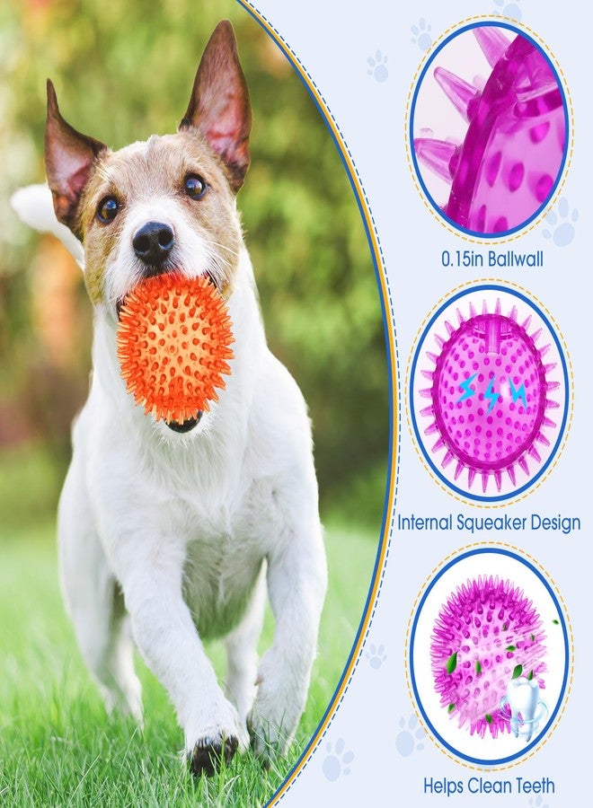 Suilung 50 Pcs Squeaky Dog Toys Spikey Dog Balls Bulk for Aggressive Chewers Squeaker Ball Dog Toy Pet Spiky Fetch Toys TPR Puppy Chew Toys for Clean Teeth and Training, 2.1 Inch, 2.5 Inch, 3.5 Inch - Image 4