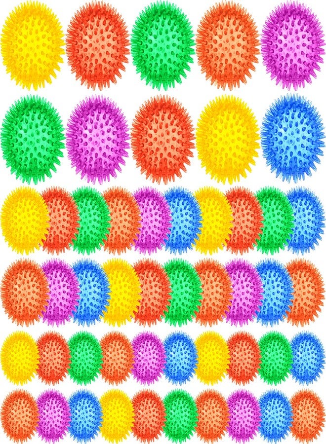 Suilung 50 Pcs Squeaky Dog Toys Spikey Dog Balls Bulk for Aggressive Chewers Squeaker Ball Dog Toy Pet Spiky Fetch Toys TPR Puppy Chew Toys for Clean Teeth and Training, 2.1 Inch, 2.5 Inch, 3.5 Inch - Image 1