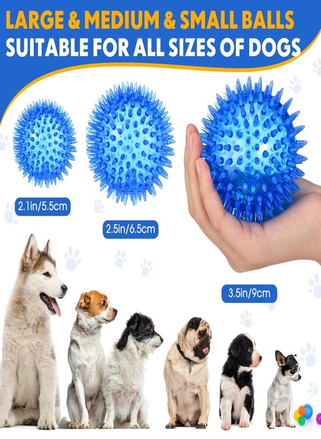 Suilung 50 Pcs Squeaky Dog Toys Spikey Dog Balls Bulk for Aggressive Chewers Squeaker Ball Dog Toy Pet Spiky Fetch Toys TPR Puppy Chew Toys for Clean Teeth and Training, 2.1 Inch, 2.5 Inch, 3.5 Inch - Image 2