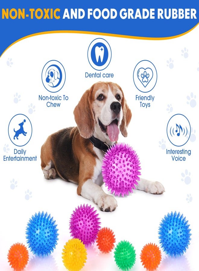 Suilung 50 Pcs Squeaky Dog Toys Spikey Dog Balls Bulk for Aggressive Chewers Squeaker Ball Dog Toy Pet Spiky Fetch Toys TPR Puppy Chew Toys for Clean Teeth and Training, 2.1 Inch, 2.5 Inch, 3.5 Inch - Image 3