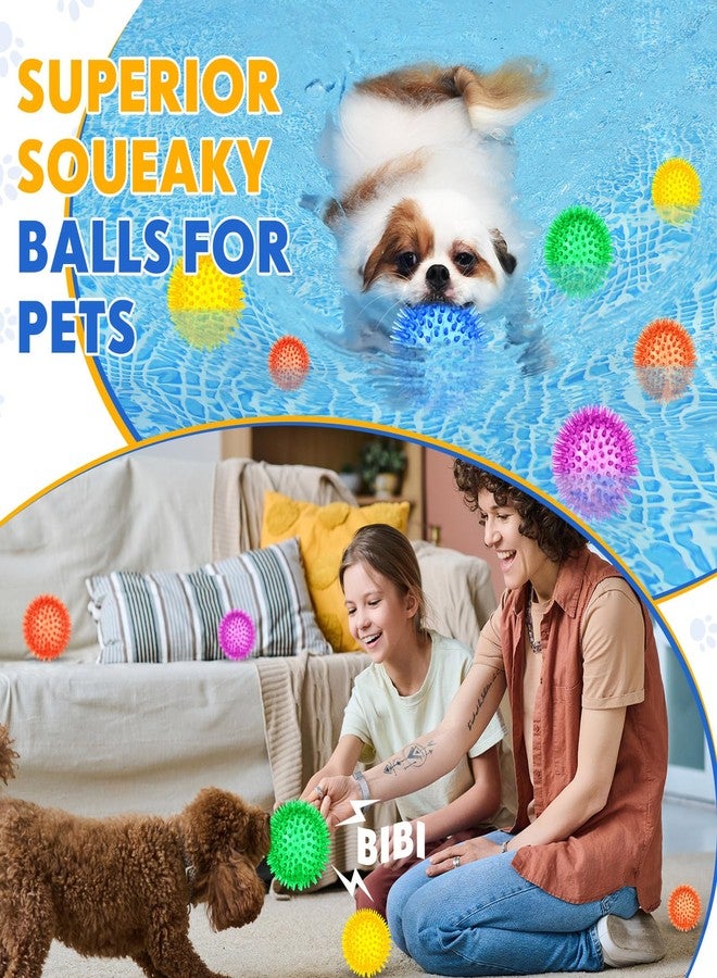 Suilung 50 Pcs Squeaky Dog Toys Spikey Dog Balls Bulk for Aggressive Chewers Squeaker Ball Dog Toy Pet Spiky Fetch Toys TPR Puppy Chew Toys for Clean Teeth and Training, 2.1 Inch, 2.5 Inch, 3.5 Inch - Image 5
