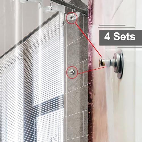 ABSENK Short Clear Shower Curtain Liner 60x60, 12 Grommet Holes Plastic Shower Curtain 60 Inch Length with Magnets, Clear, 60x60 - Image 3