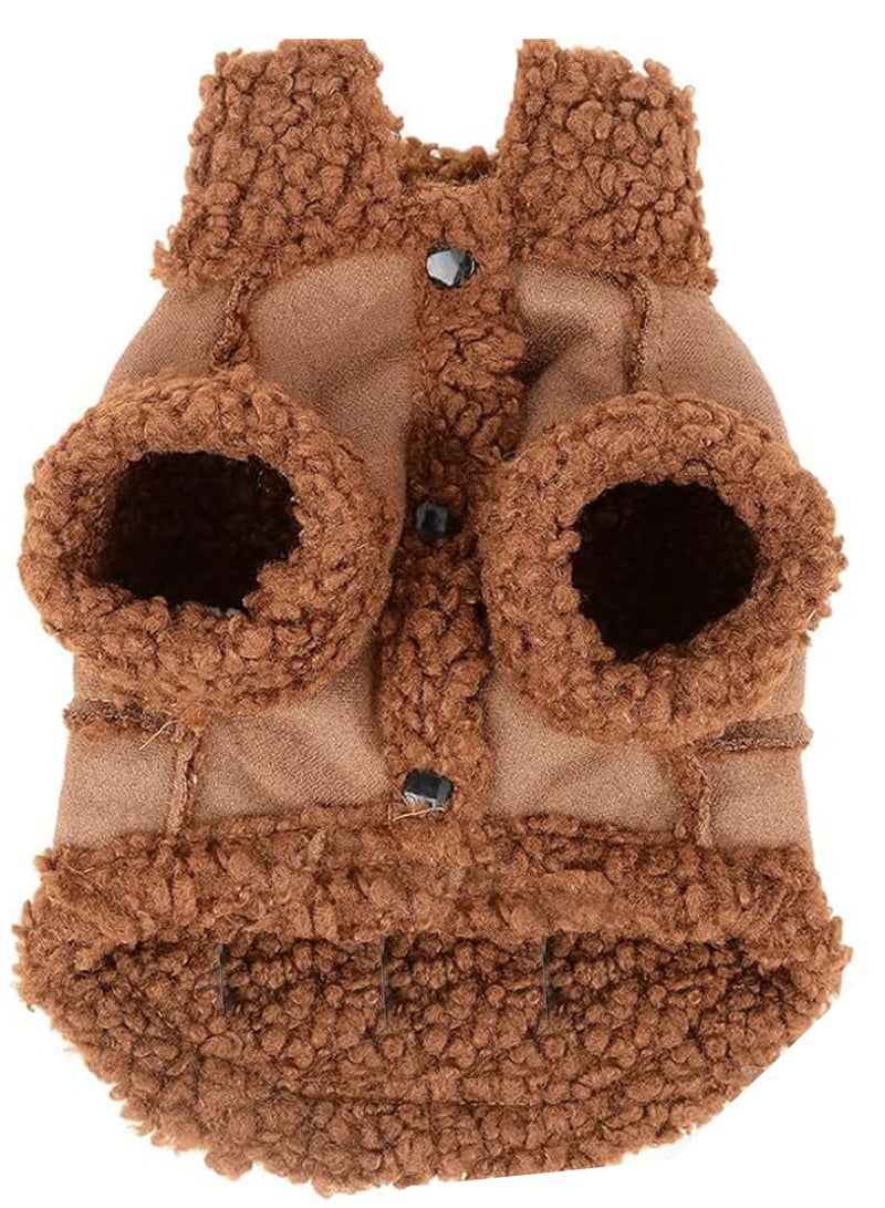 A.M Dog Winter Coat for Small Dogs Scissors Fleece Dog Jacket Coat Warm Puppy Clothing Soft Pet Vest with D-Ring Windproof Cold Weather Clothing for Chihuahua Yorkie Brown - Image 3
