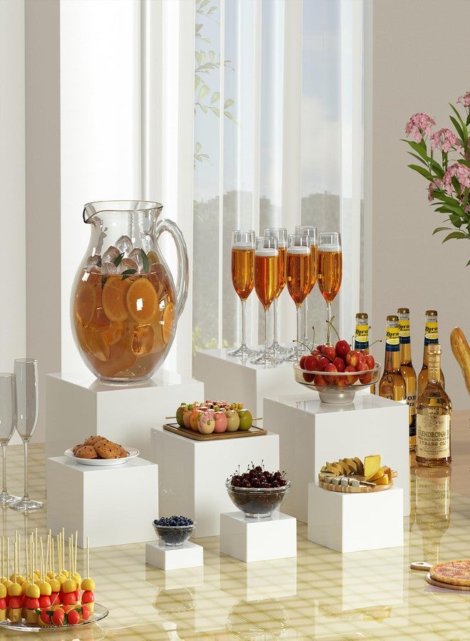 OKBHTS Large 8 Pcs White Acrylic Boxes for Display as Buffet Risers and Stands, Food Risers for Party, Table, including 10", 9", 8", 7", 6", 5", 4", 3" (Large, 8Pcs, White) - Image 2