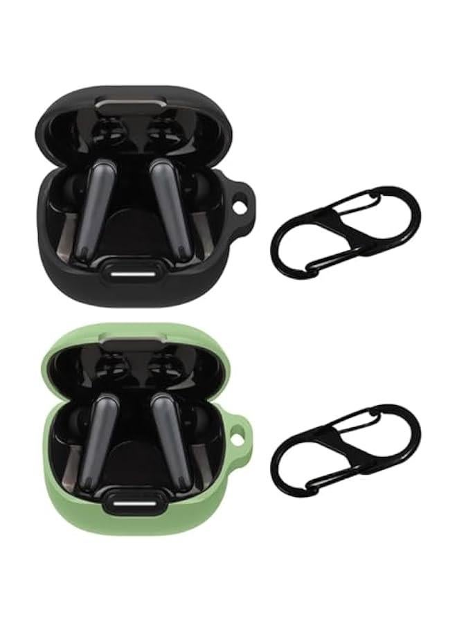 【2Pcs】 Protective Case Cpatible with Anker Soundcore Liberty 4 NC Cover Silicone Shockproof Earphone Case Soft Thin Anti Slip Earbud 360 Degree Full Safety (Black + Light Green) - Image 1