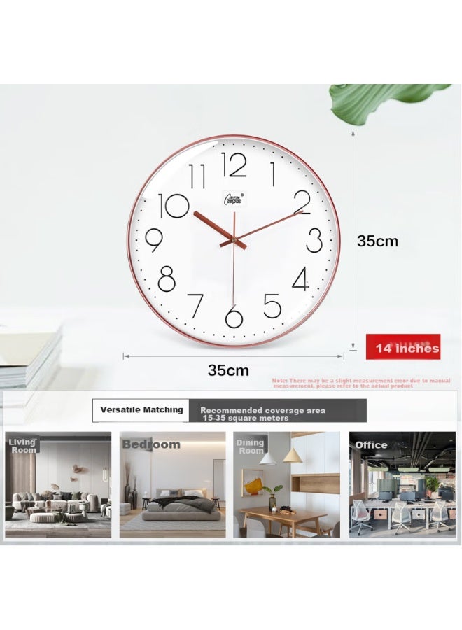 Compas Radio-controlled Clock Automatic Time Setting Minimalist Wall Clock Living Room Examination Room Clock Wall-mounted 2731 Rose Gold 35cm - Image 3