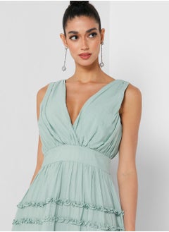 True Decadence Plunge Neck Ruffle Detail Dress  - Image 3