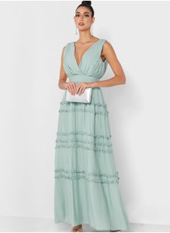 True Decadence Plunge Neck Ruffle Detail Dress  - Image 4