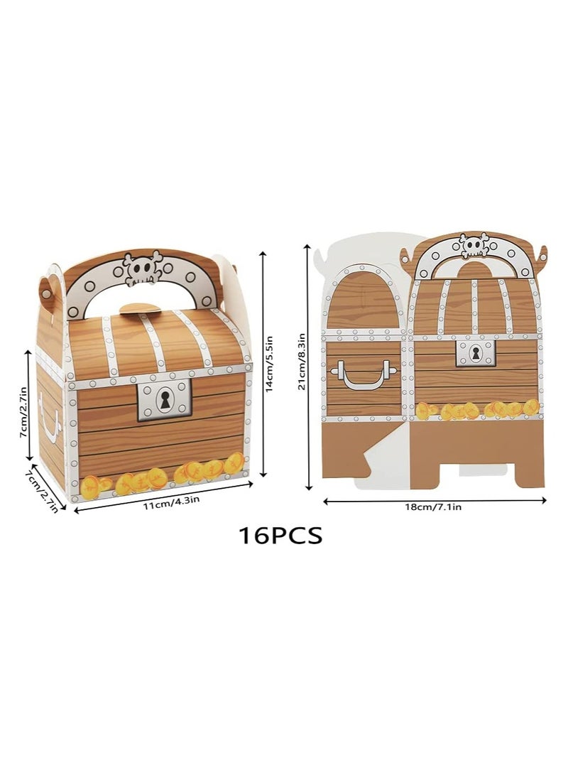 Pirate Treasure Chest Party Favor Boxes, 10 pcs Goodie Bags for Kids, Gift Candy Box with Handle, 11 x 7 x 14cm, Perfect for Birthday Parties and Pirate-Themed Games - Image 2