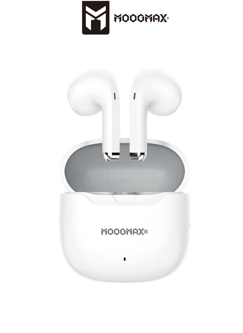 MOOGMAX - Moogmax MX-EP47 A TWS wireless Earbuds with built-in a clear microphone and powerful HAFI clear sound, game without lag, Bluetooth 5.4V and ergonomic elegant design. in white color - Image 1