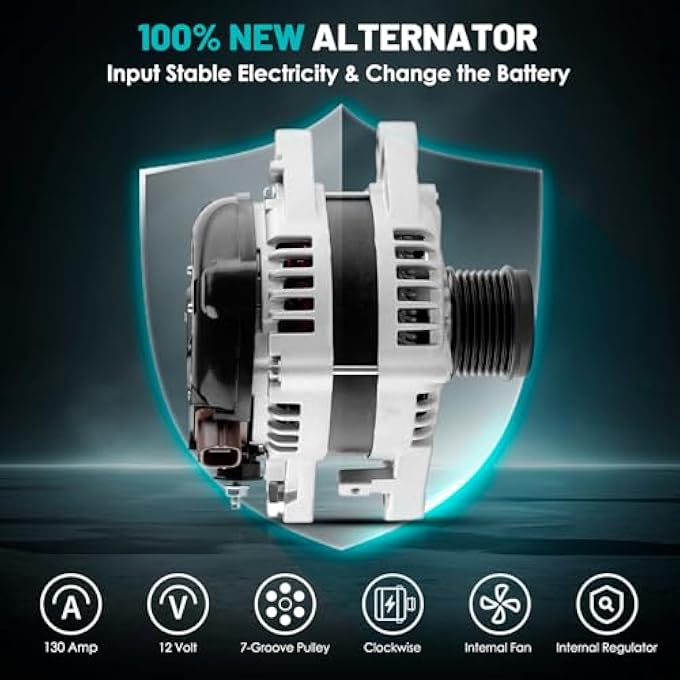 Farrme 11137 Car Alternators 130 Amp, 7-Groove Pulley Fit for Lexus RX350 07-09, ES350 07-18, Avalon 05-18, Highlander 08-13, Venza 09-15 3.5L V6 Automotive Replacement Alternators 27060-0P150, A6465S - Image 3