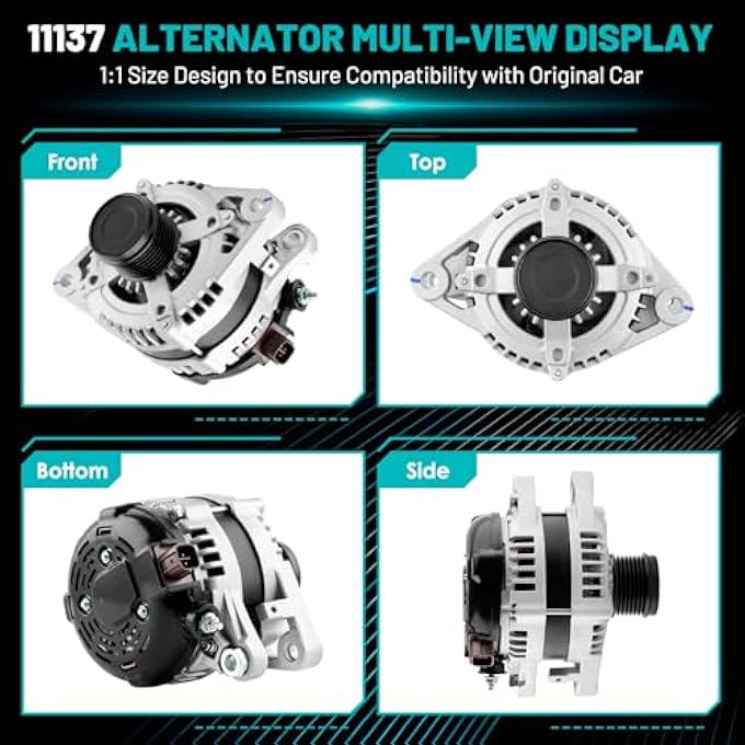 Farrme 11137 Car Alternators 130 Amp, 7-Groove Pulley Fit for Lexus RX350 07-09, ES350 07-18, Avalon 05-18, Highlander 08-13, Venza 09-15 3.5L V6 Automotive Replacement Alternators 27060-0P150, A6465S - Image 5