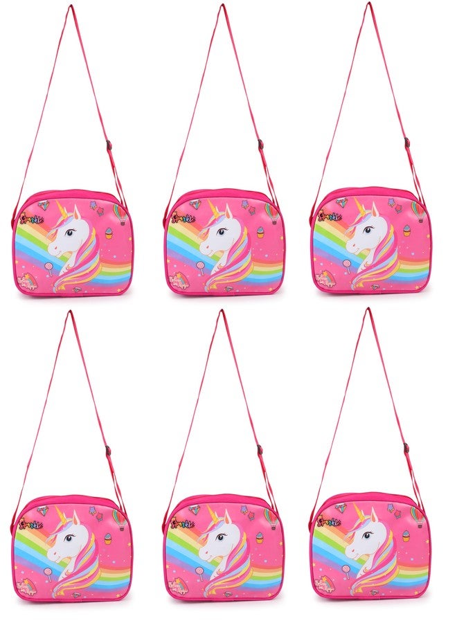 Jiada Unicorn Theme Birthday Return Gifts Sling Bags Picnic Bags Pack of 6