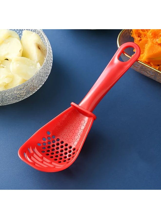 Red 1pc Multi Functional Kitchen Spoon Masher Grinder For Potato Ginger Garlic - Image 1