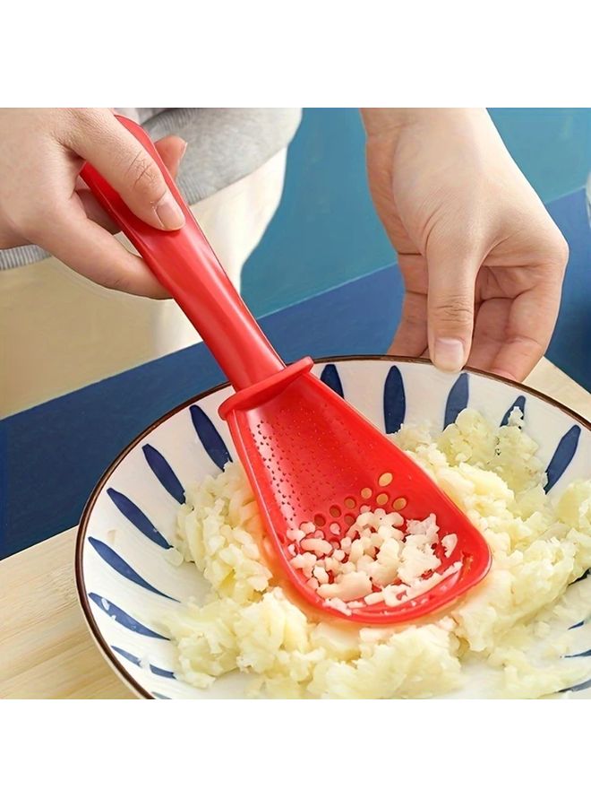 Red 1pc Multi Functional Kitchen Spoon Masher Grinder For Potato Ginger Garlic - Image 5