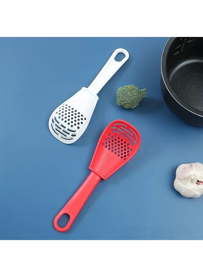 Red 1pc Multi Functional Kitchen Spoon Masher Grinder For Potato Ginger Garlic - Image 4