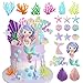 DRWATE 20 PCS Mermaid Cake Toppers with 3D Mermaid Seaweed Folding Fans Shell Starfish Cake Decorations STYLE1 - Image 2