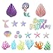 DRWATE 20 PCS Mermaid Cake Toppers with 3D Mermaid Seaweed Folding Fans Shell Starfish Cake Decorations STYLE1 - Image 4