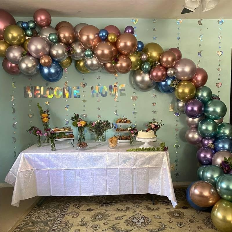 Flyloons 50 pcs MultiColor Metallic Chrome Balloons for Birthday Decoration items celebration Anniversary Girls Boys Men Women - Image 3