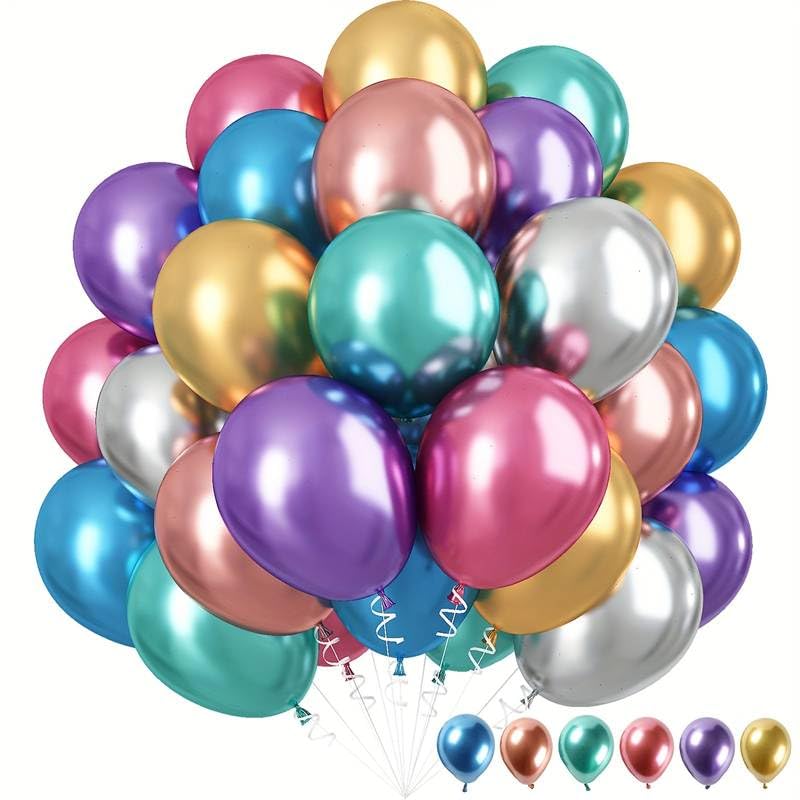 Flyloons 50 pcs MultiColor Metallic Chrome Balloons for Birthday Decoration items celebration Anniversary Girls Boys Men Women - Image 5