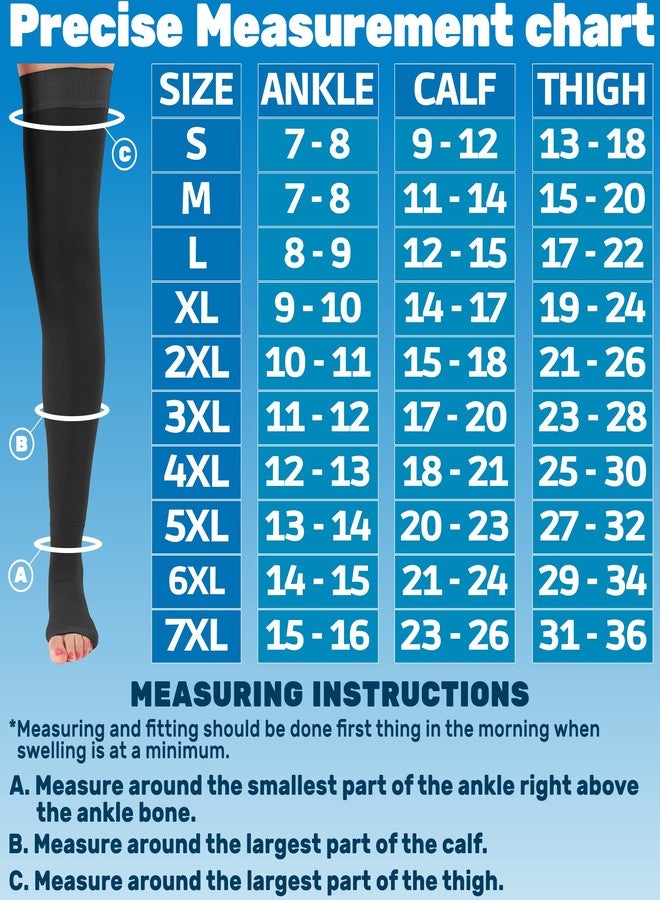 ABSOLUTE SUPPORT Plus Size Compression Stockings for Men & Women 20-30mmHg with Open Toe - Unisex Over Knee Compression Socks with Wide for Swelling, DVT, Arthritis, Lymphedema - Black, 4X-Large - Image 4