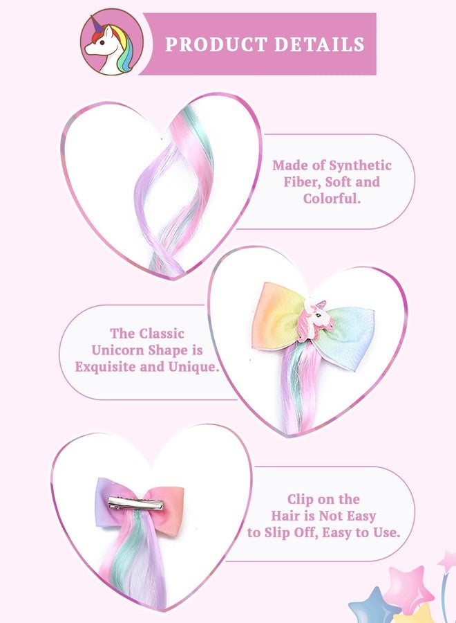 SYGA Children's Cute Cartoon Pony Unicorn Bow Hair Extensions For Girls three colors Hairpin Wig Headdress Colorful Wig(Multi-01) - Image 3
