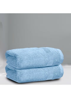 Rest Bath Towel Set Of 2 Sky Blue Cotton Towel 70X140Cm , 27X55 Inch Luxury Hotel Towel Set Absorbent Durable Lightweight Washable Quick Dry Spa Quality Beach Pool Family Bath Towel.  - Image 1