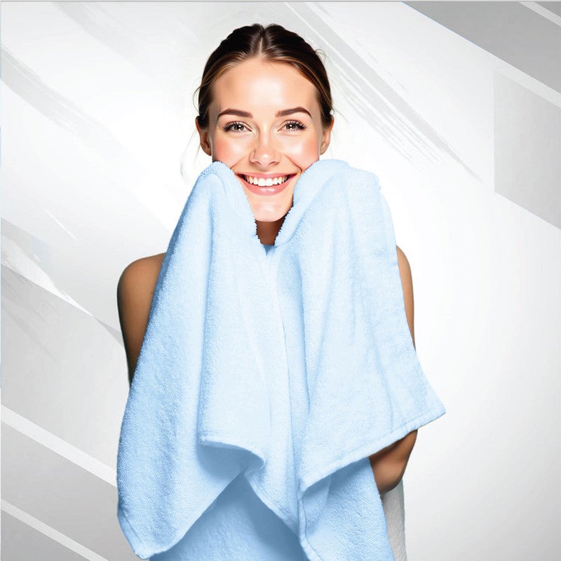 ريست REST Bath Towel  Set of 2 Sky Blue Cotton Towel  70x140cm , 27x55 inch Luxury Hotel Towel Set Absorbent Durable Lightweight Washable Quick Dry Spa Quality Beach Pool Family Bath Towel. - Image 5