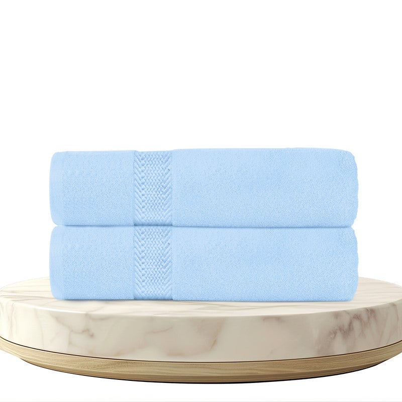 ريست REST Bath Towel  Set of 2 Sky Blue Cotton Towel  70x140cm , 27x55 inch Luxury Hotel Towel Set Absorbent Durable Lightweight Washable Quick Dry Spa Quality Beach Pool Family Bath Towel. - Image 1