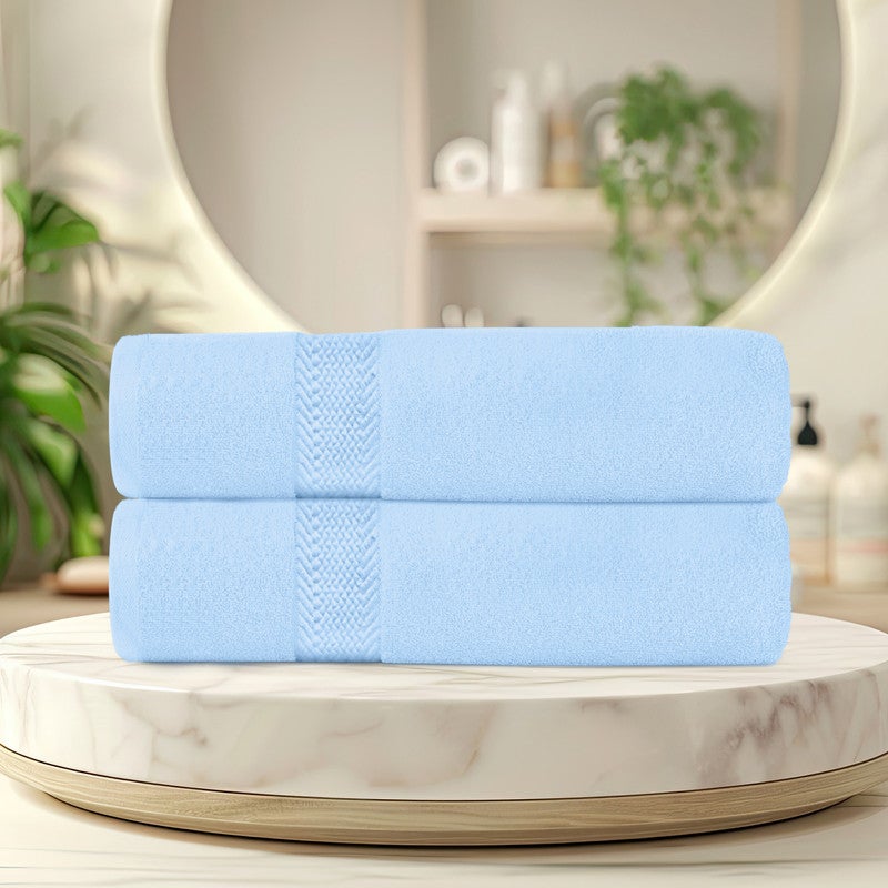 ريست REST Bath Towel  Set of 2 Sky Blue Cotton Towel  70x140cm , 27x55 inch Luxury Hotel Towel Set Absorbent Durable Lightweight Washable Quick Dry Spa Quality Beach Pool Family Bath Towel. - Image 2
