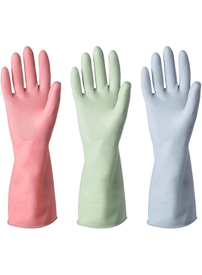 Household Rubber Dishwashing Gloves, Pink, Long-Sleeve Kitchen Cleaning Gloves - Image 2