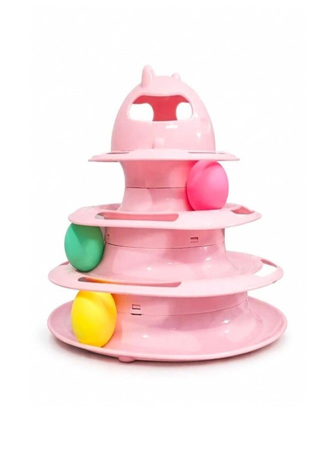 PET FUN Interactive Tower of Tracks Cat Toy | 3-Layer Puzzle Toy with Colourful Rolling Balls | Mental & Physical Exercise | Suitable for Kittens & Adult Cats (Colour May Vary) - Image 1