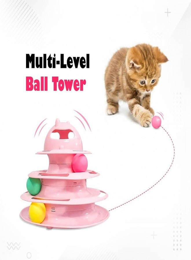 PET FUN Interactive Tower of Tracks Cat Toy | 3-Layer Puzzle Toy with Colourful Rolling Balls | Mental & Physical Exercise | Suitable for Kittens & Adult Cats (Colour May Vary) - Image 3