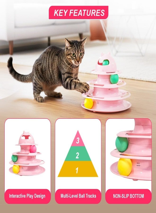 PET FUN Interactive Tower of Tracks Cat Toy | 3-Layer Puzzle Toy with Colourful Rolling Balls | Mental & Physical Exercise | Suitable for Kittens & Adult Cats (Colour May Vary) - Image 5