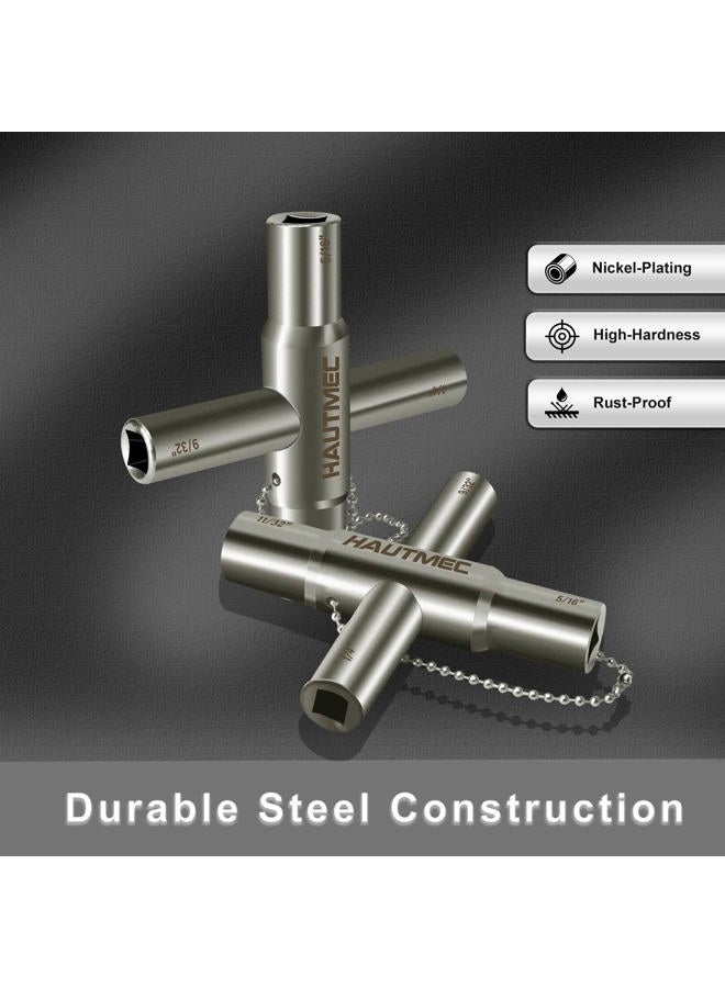 HAUTMEC 4 Way Sillcock Water Key Set, 2 Pack - 1/4", 9/32", 5/16", 11/32" Multi-Function Utility Key for Spigots and Faucets - Image 3